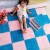 Splicing Bedroom full floor floor foam floor mat family jigsaw box, children cute sponge cushion, machine washable crawl pad, living room deep fried coffee + light coffee 60*60Thick high-grade Long Pile ten tablets.